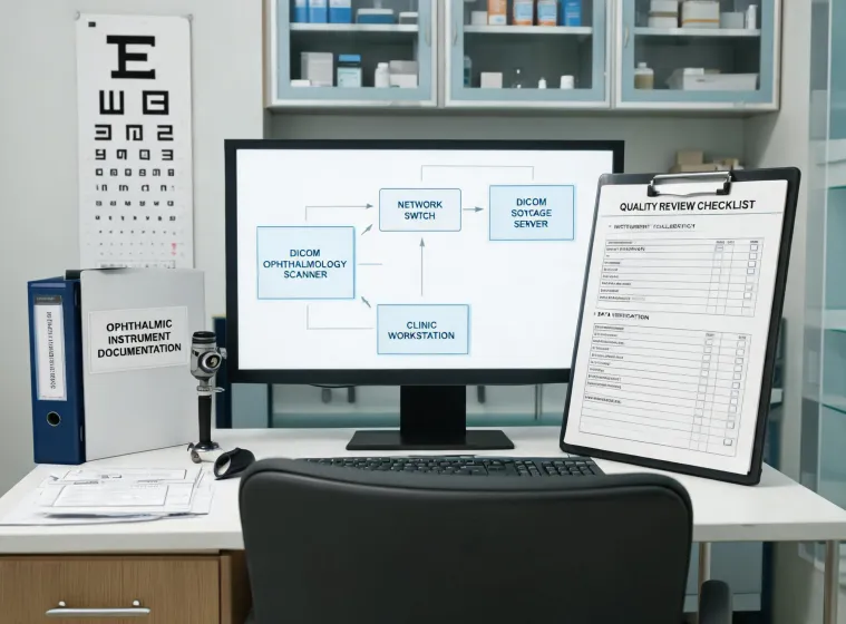 Topcon clinical review desk with imaging documentation