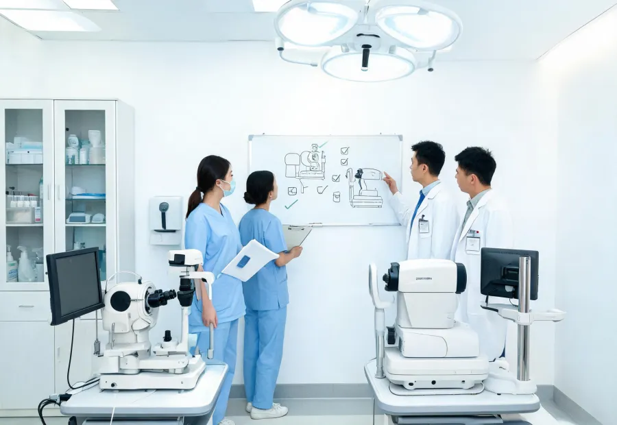 Biomedical service planning for ophthalmic instruments